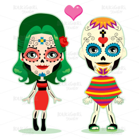 Undead Couple Love Clipart Vector Illustration 01050