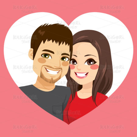 Valentine Couple Heart Frame Clipart Vector Illustration 03248