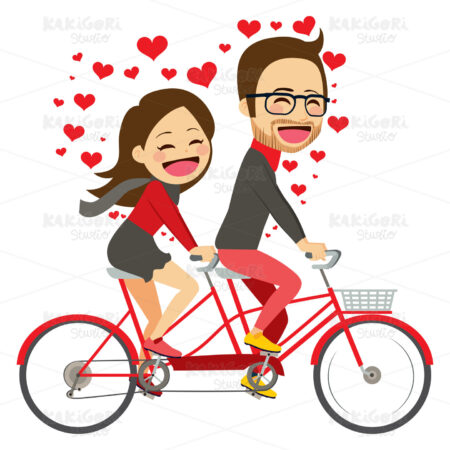 Valentine Riding Bicycle Couple Clipart Vector Illustration 03962