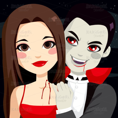 Vampire Biting Victim Clipart Vector Illustration 01217