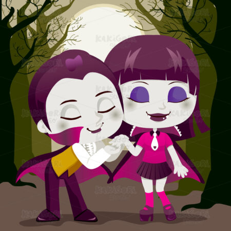 Vampire Couple Clipart Vector Illustration 00643