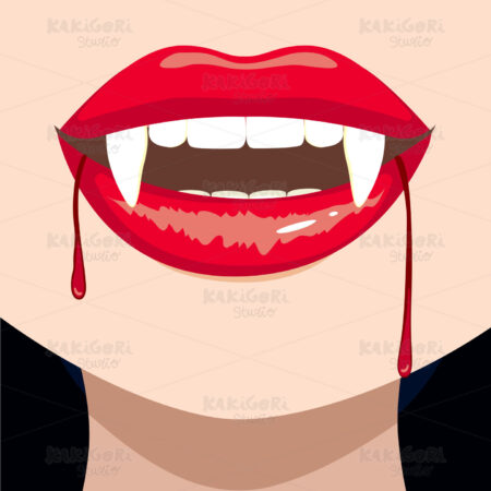 Vampire Fangs Close Up Clipart Vector Illustration 02897
