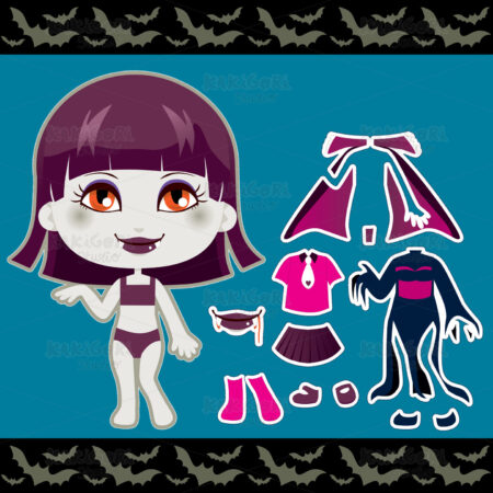 Vampire Fashion Girl Clipart Vector Illustration 00625