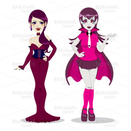 Vampire Fashion Women Clipart Vector Illustration 00965