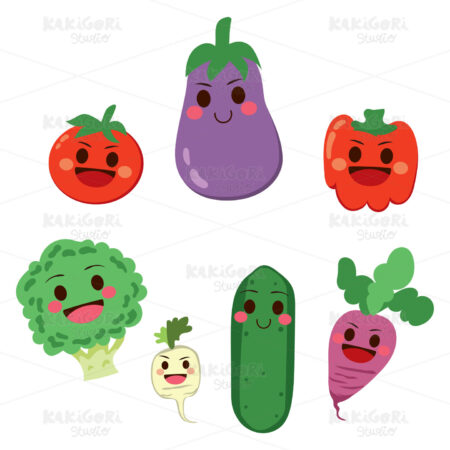Vegetable Cartoon Characters Clipart Vector Illustration 03487