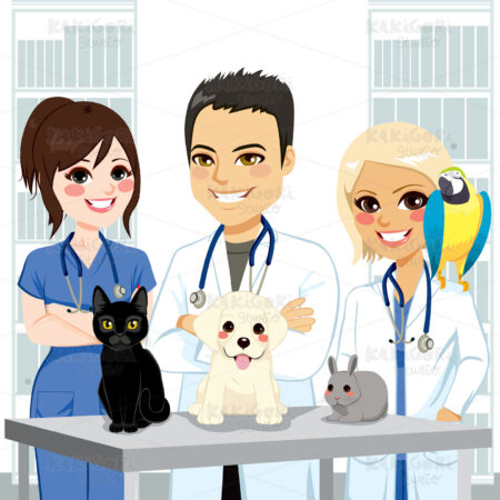 Veterinarian Team Pets Clipart Vector Illustration 03029