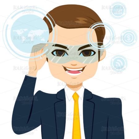 Virtual Reality Businessman Clipart Vector Illustration 03442