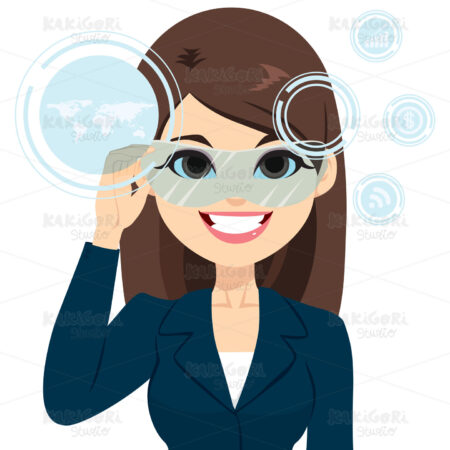 Virtual Reality Businesswoman Clipart Vector Illustration 03443