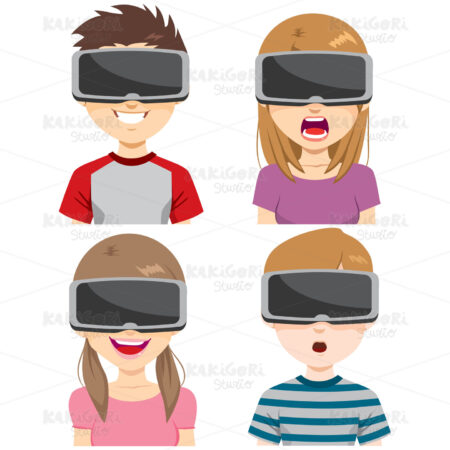 Virtual Reality Headset Expressions Clipart Vector Illustration 03433
