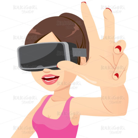 Virtual Reality Woman Clipart Vector Illustration 04508