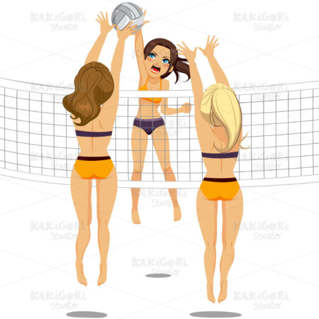 Volleyball Player Woman Smash Attack Clipart Vector Illustration 02122