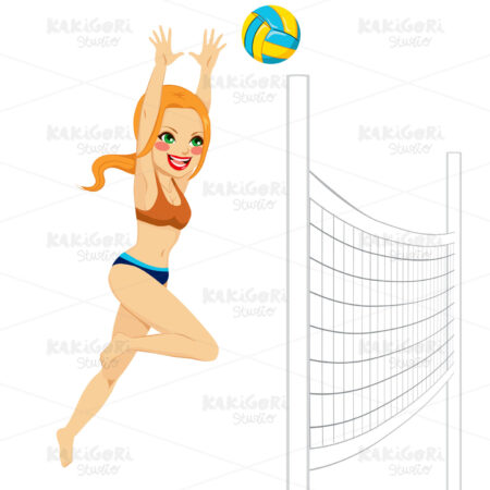 Volleyball Woman Player Clipart Vector Illustration 02102