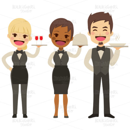 Waiter Restaurant Team Clipart Vector Illustration 03408
