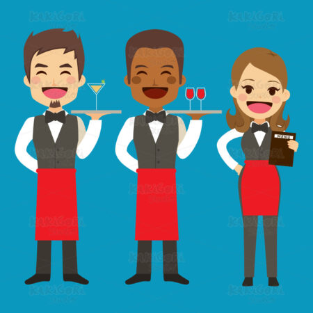 Waiter Team Clipart Vector Illustration 03424