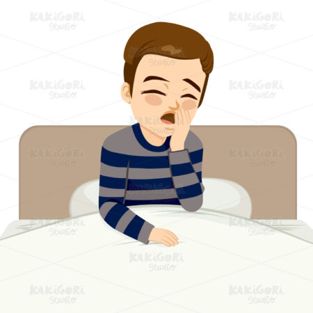 Waking Up Boy Yawning Clipart Vector Illustration 02554