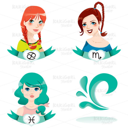 Water Zodiac Women Clipart Vector Illustration 00858