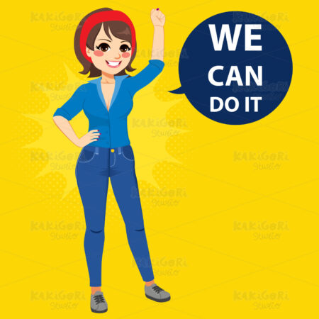 We Can Do It Woman Clipart Vector Illustration 03974
