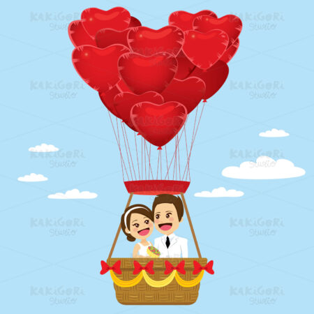 Wedding Couple Heart Balloons Clipart Vector Illustration 04669
