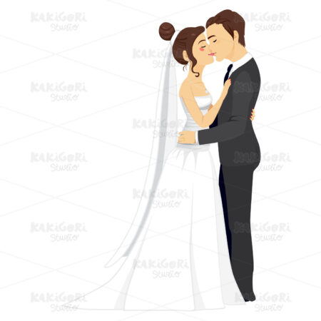 Wedding Couple Kissing Clipart Vector Illustration 01968