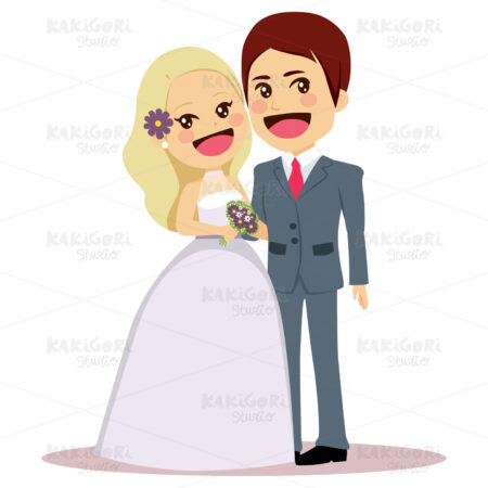 Wedding Couple Standing Together Clipart Vector Illustration 04677