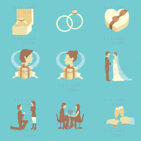 Wedding Flat Icons Clipart Vector Illustration 01634
