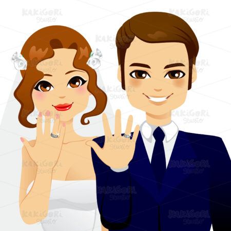Wedding Ring Couple Clipart Vector Illustration 01061