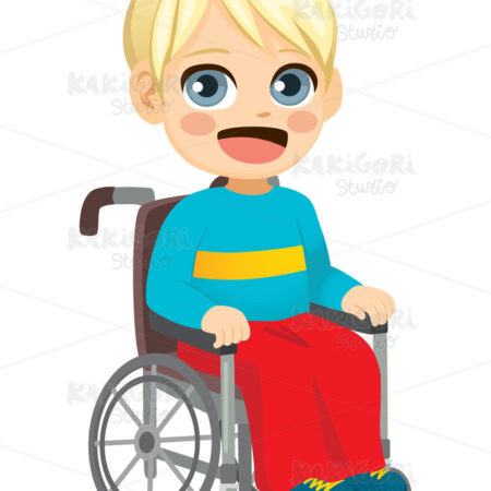 Wheelchair Little Boy Clipart Vector Illustration 04871