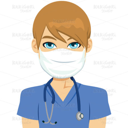 White Male Nurse Clipart Vector Illustration 03332