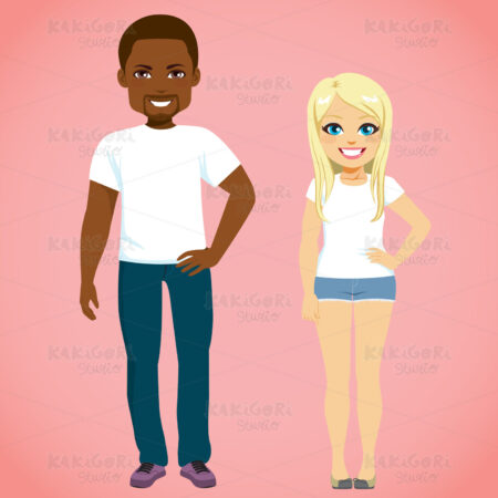 White shirt People Standing Clipart Vector Illustration 04505