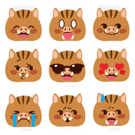 Wild Boar Emoji Avatar Expressions Clipart Vector Illustration 04609