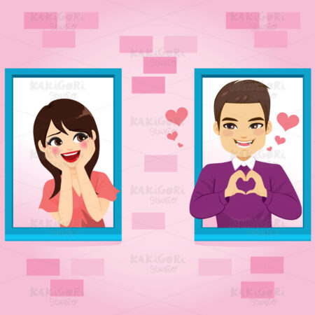 Window Couple Love Clipart Vector Illustration 04621