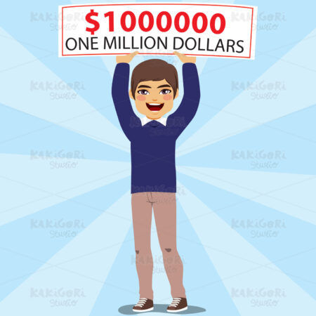 Winning Lottery Man Clipart Vector Illustration 03870