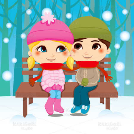 Winter Couple Clipart Vector Illustration 00705
