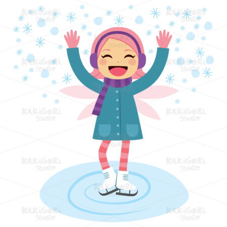 Winter Fairy Skating Clipart Vector Illustration 01966