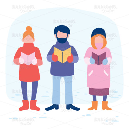 Winter Singing People Clipart Vector Illustration 04607