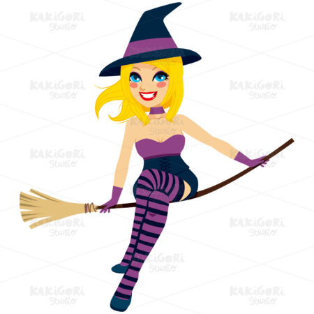 Witch Broom Flying Clipart Vector Illustration 02413