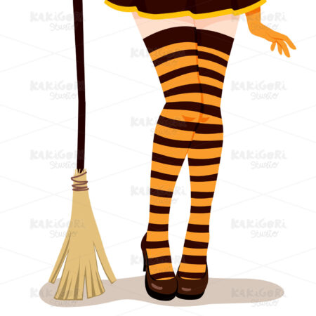 Witch Legs Broom Clipart Vector Illustration 01812