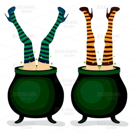 Witch Legs From Cauldron Clipart Vector Illustration 01815