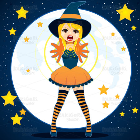 Witch Magic Glowing Spell Clipart Vector Illustration 04366