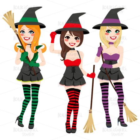 Witches Set Clipart Vector Illustration 02849