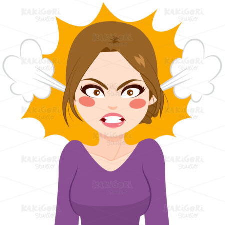Woman Angry Steam Clipart Vector Illustration 02886