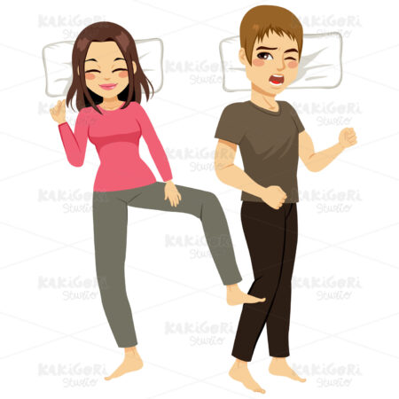 Woman Annoying Man Sleeping Clipart Vector Illustration 02824