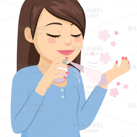 Woman Applying Cologne On Wrist Clipart Vector Illustration 05133