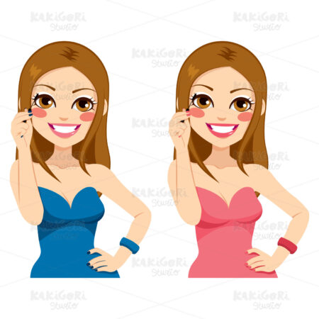 Woman Applying Eye Mascara Clipart Vector Illustration 02625