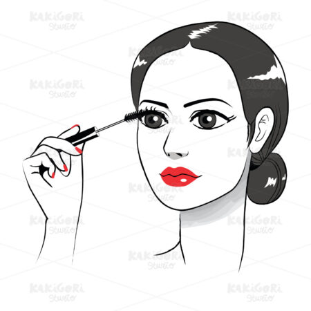 Woman Applying Eye Mascara Clipart Vector Illustration 03930