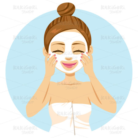 Woman Applying Facial Mask Clipart Vector Illustration 03240