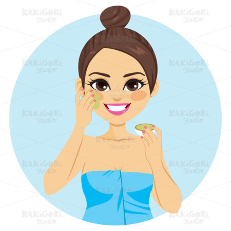 Woman Applying Mud Mask Clipart Vector Illustration 03305
