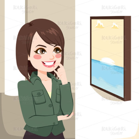 Woman Art Gallery Clipart Vector Illustration 03499