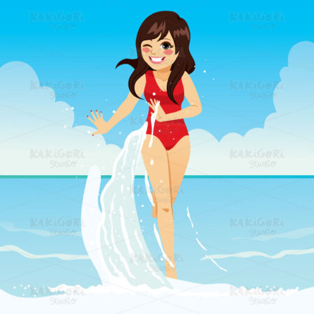 Woman Beach Clipart Vector Illustration 03607