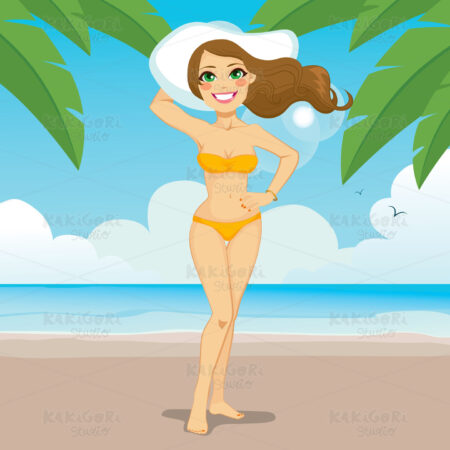 Woman Bikini Beach Clipart Vector Illustration 02100